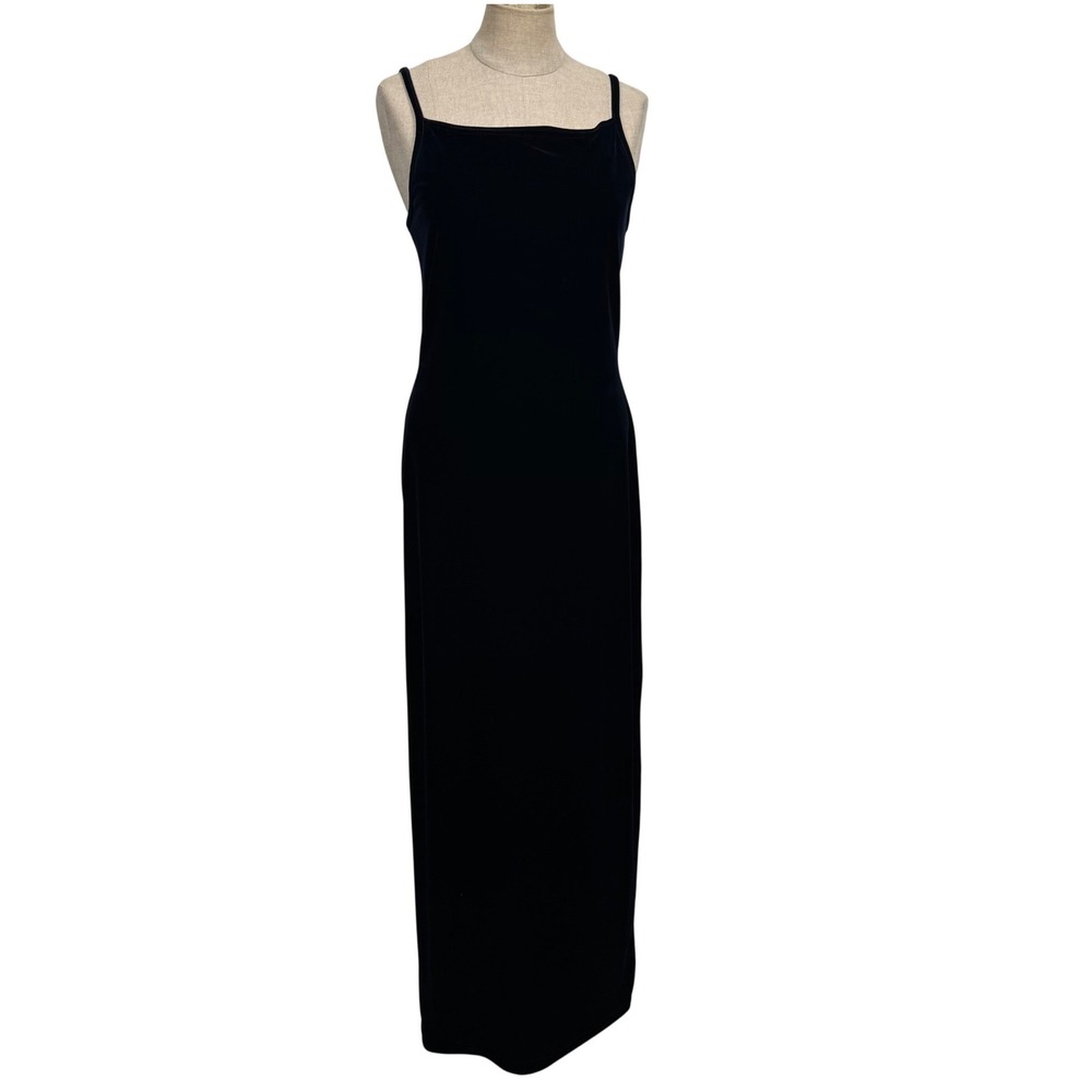 VTG Y2K Velvet Maxi Strappy Dress Navy Blue Women M Whimsigoth Fairy Prom HOCO